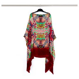 Etro CAFTAN TUA FRANGE DELLA SETA NUOVO Multicolore