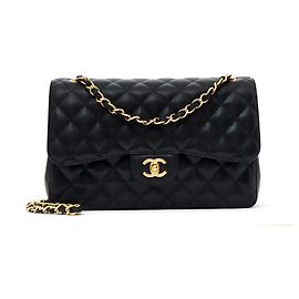 Chanel Saco Clássico Grande 30 Ouro de caviar preto intemporal Preto Dourado