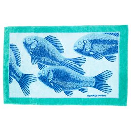 Hermès-BLUE FISH TOWEL-Bleu,Vert
