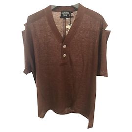 JEAN PAUL GAULTIER NEW HERREN LEINEN BROWN POLO Braun