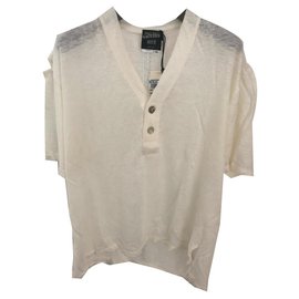 Jean Paul Gaultier-GAULTIER MEN'S LINEN POLO SHIRT NEW-White