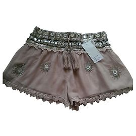 Autre Marque Mini calções Diamond for eden rosa de viscose com pérolas e renda Rosa