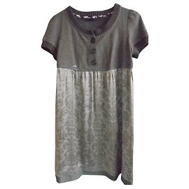 IKKS vestido em seda e lã Marrom Cinza antracite