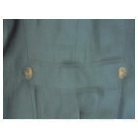 Autre Marque-LAURA ASHLEY Preciosa chaqueta de lino larga con dos botones y abertura trasera.-Azul claro