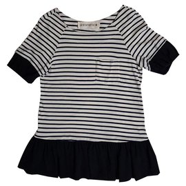 Camicetta Shirtaporter a righe in seta e cotone bianca blu Bianco Blu Multicolore