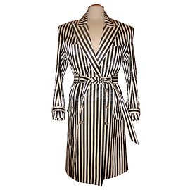 Cappotto a righe bianco e nero Balmain Nero