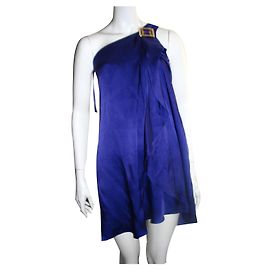 Robe Halston Heritage en soie drapée une épaule violette Violet