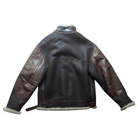 Emporio Armani-Leather / wool bomber coat - Emporio Armani - T.52 (l) - good condition-Brown