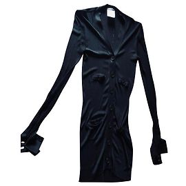 Chanel lange Strickjacke schwarz Viscose Schwarz