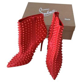 Christian Louboutin-Christian Louboutin red lace heels-Red