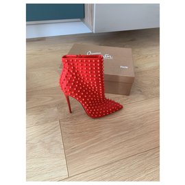 Christian Louboutin-Christian Louboutin red lace heels-Red
