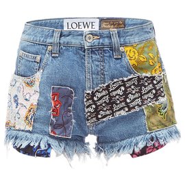 Loewe Paula Patchwork Mini Shorts Índigo / Multicor Multicor