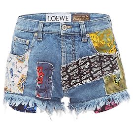 Loewe Pantaloncini Paula Patchwork Indigo / Multicolor Multicolore