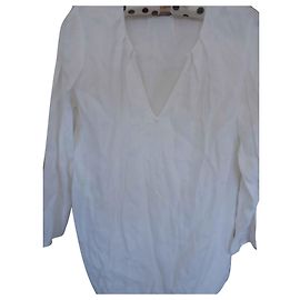 Comptoir Des Cotonniers Silk Cotton Viscose Tunic Blouse Eggshell Eggshell