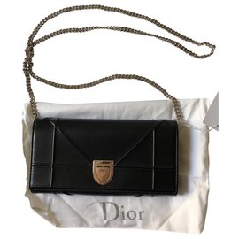 Christian Dior-Diorama Large Wallet on Chain-Black