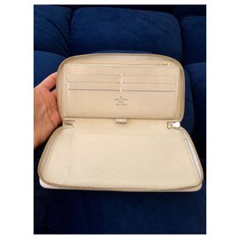 Louis Vuitton-Louis Vuitton Zipper Wallet purse Carrera purse-Beige,Grey