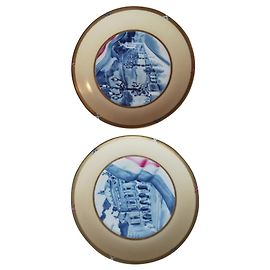 Assiettes Hermès en porcelaine de Limoges dorées Multicolore