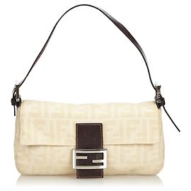 Fendi Brown Zucca Canvas Mamma Baguette Marron Beige