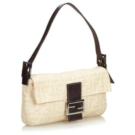 Fendi-Fendi Brown Zucca Canvas Mamma Baguette-Brown,Beige