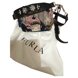 Furla-Brocard zèbres Metropolis-Rose,Bleu Marine