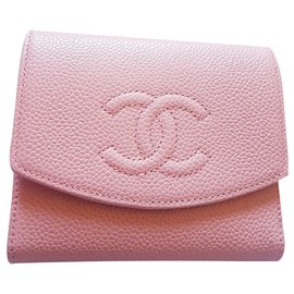 Chanel-Chanel Coco Geldbörse aus pinkfarbenem Kaviarleder-Pink