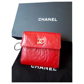 Chanel-Portefeuille Chanel camelia-Rouge
