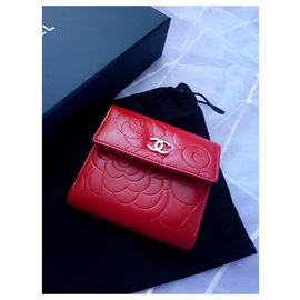 Chanel-Chanel camelia carteira-Vermelho