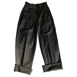 Dolce & Gabbana-Pantalons, leggings-Noir,Blanc cassé