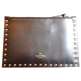 Valentino Garavani Black Leather Clutch Black