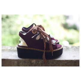 Fendi-Sandals-Dark red
