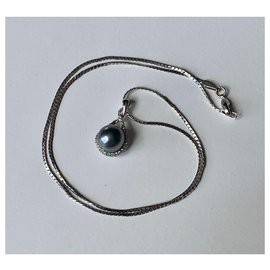 Vintage-Halsketten-Schwarz,Silber,Anthrazitgrau
