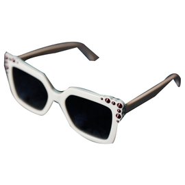 Fendi-Fendi Cat Eyes Sunglasses-White