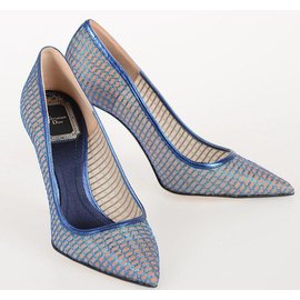 Dior-DIOR SHOES MESH AND SHINY PUMPS HEELS 10CM M-Blue