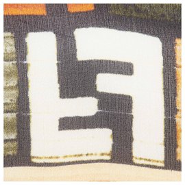 Fendi-Fendi Black Zucca Silk Scarf-Black,Multiple colors