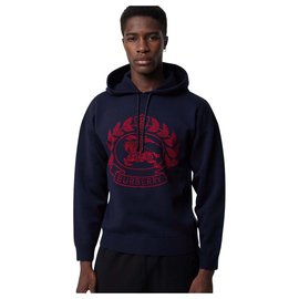 Burberry-hoodie misturado do jacquard de lãs do merino do impermeável com crachá-Vermelho,Azul