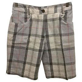 Shorts Barbour de linho e algodão com padrão tartan bege cáqui Bege Caqui