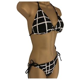 Neu Badeanzug Inès de la Fressange Schwarzes Band M Weiß Schwarz