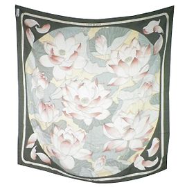 Hermès Square Hermes Lotus Flower Caqui