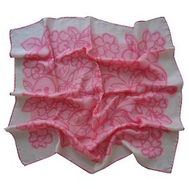 inconnue Lenço de seda rosa com flores Rosa