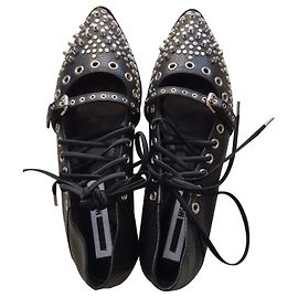 MCQ Alexander McQueen Laced Ballet Flats with Studs Black