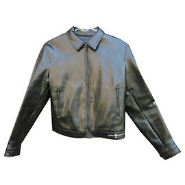 Thomas Burberry leather imitation jacket Black