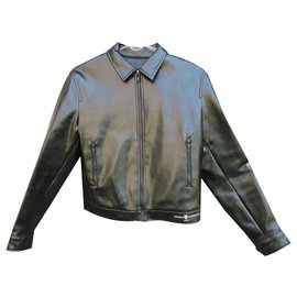 Thomas Burberry-Thomas Burberry leather imitation jacket-Black