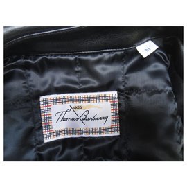 Thomas Burberry-Thomas Burberry leather imitation jacket-Black
