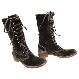 John Galliano Samtstiefeletten Braun