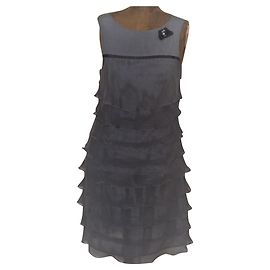 Autre Marque 1.2.3. Seidenkleid Grau Größe 40 Grau Anthrazitgrau