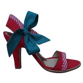Sandali Marni in tessuto rosso e bianco e pelle Bianco Rosso Turchese