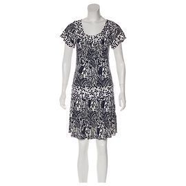 Diane Von Furstenberg DvF Vintage Seidenkleid Coso Weiß Marineblau