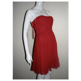 Bcbg Max Azria-Duran Ruby Red silk corset dress-Red