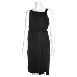 Alberta Ferretti-Silk blend drape dress-Black
