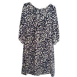 Autre Marque Silk Dress Eggshell Cream and Black Eggshell